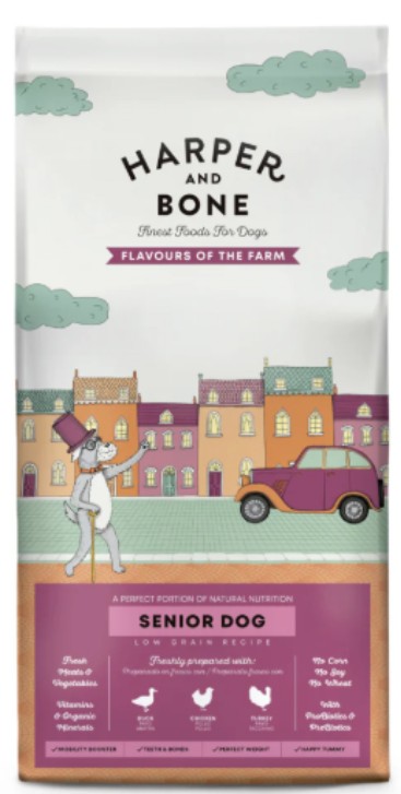 Pienso natural Harper and Bone Flavours of the Farm Senior Dog para perros mayores.