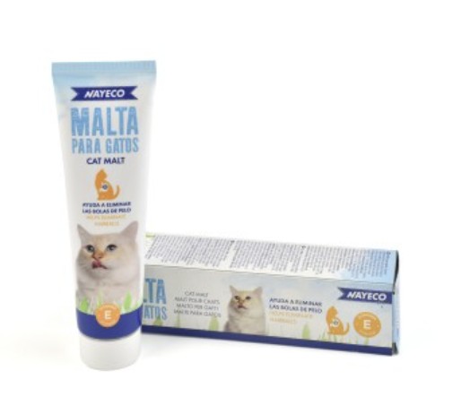 Tubo de malta para gatos Nayeco de 100 gramos para eliminar bolas de pelo
