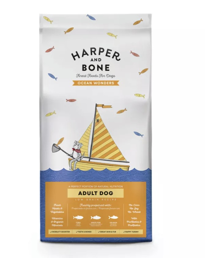 Saco de pienso Harper and Bone Ocean Wonders para perros adultos sabor pescado 2kg 12kg
