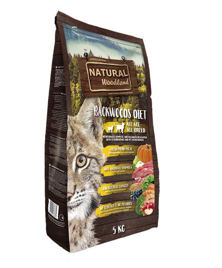 aco de pienso Natural Woodland Backwoods Diet Gatos de salmón sin cereales