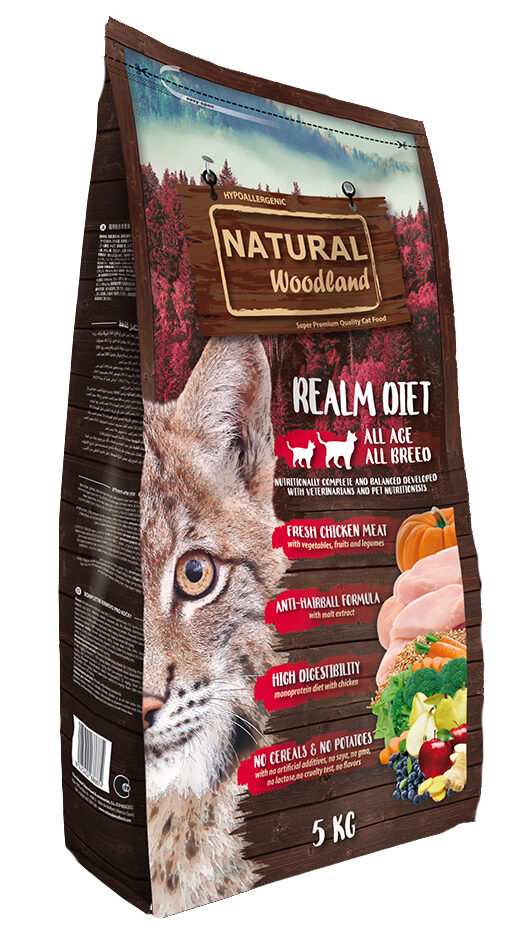 Saco de pienso Natural Woodland Realm Diet Gatos de 1,5 kg sin cereales