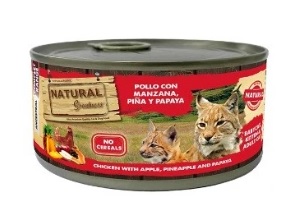 Natural Greatness Comida Húmeda para Gatos Adultos y Cachorros – Pollo con Manzana, Piña y Papaya